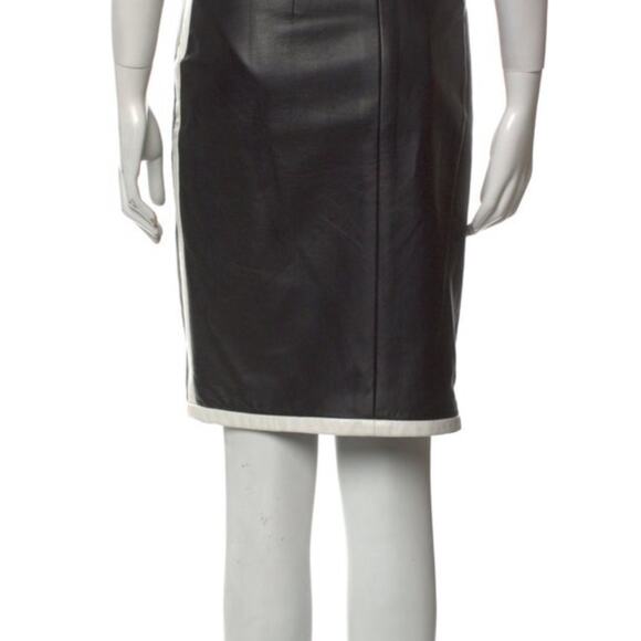 Ralph Lauren Lambskin Skirt - Purple Label - Cream and Black - Size Large - Sz 6 - Picture 10 of 14